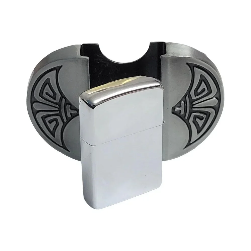 Eagle Head Vintage Silver Finish Metal Lighter Belt Buckle - Free Engraving - Picture 4 of 9